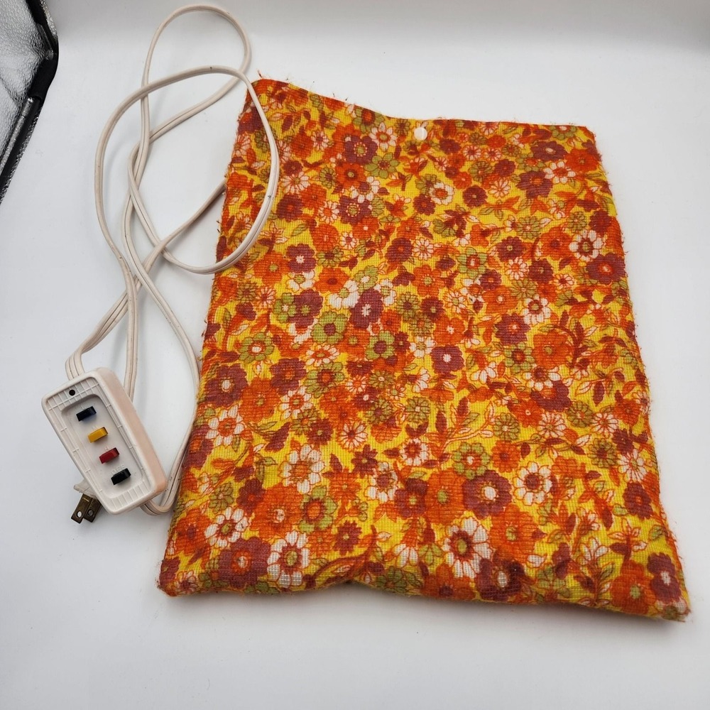Vintage Sears Heating Pad Floral Electric Three Heat Wetproof 320-2238-4 Retro